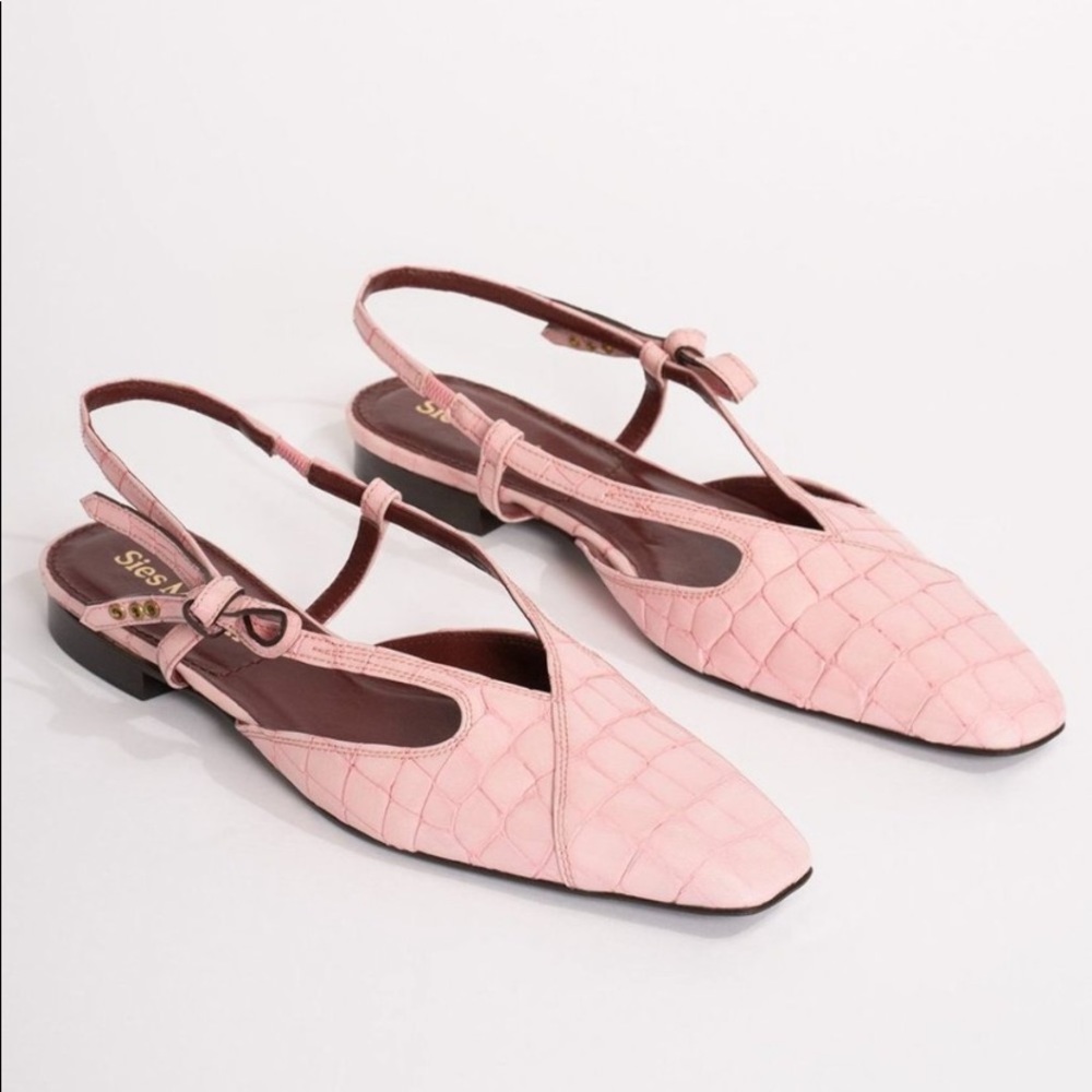 Sies Marjan Anika Leather Python 10mm Flat Sandals 38